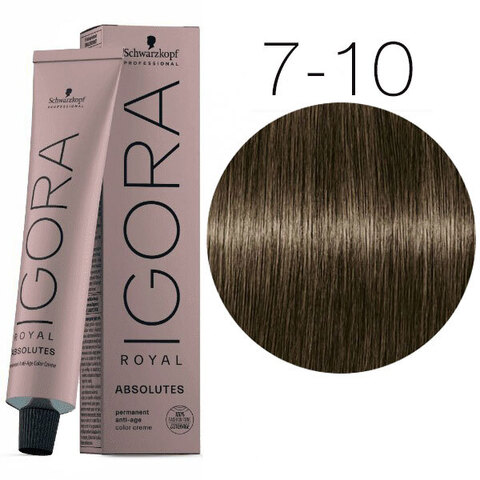 Schwarzkopf Igora Absolutes 7-10 (Средний русый сандрэ натуральный) - Стойкая крем-краска для окрашивания зрелых волос
