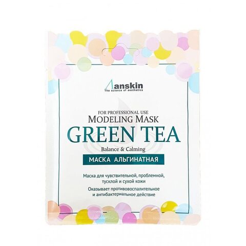 Anskin Green Tea Modeling Mask Маска альгинатная с экстрактом зеленого чая успокаивающая, антиоксидантная