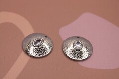 Подвеска круглая прозрачный кристалл 20 мм винтаж