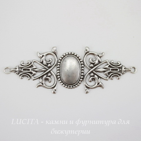 Винтажная основа для браслета (филигрань) 80х29 мм (оксид серебра) ()