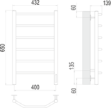 Полотенцесушитель Terminus Виктория П6 400х650 электро