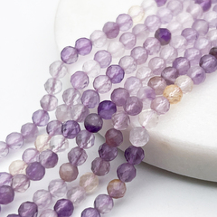 Аметист лавандовый+кварц граненый бусины, диаметр около 4,3-4,5 мм, цена за отрезок 19 см (1/2 нити)