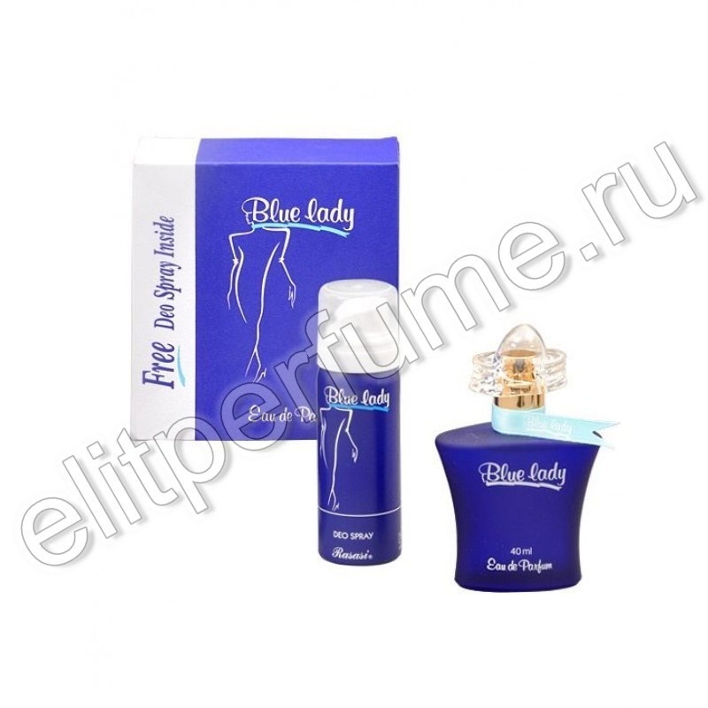 Парфюмированный набор BLUE LADY”: Eau De Perfume Spray (40 ml); Deodorant  Body Spray (50 ml) / “Синий Женский”: парфюмированная вода, спрей (40 мл); дезодорант, спрей (50 мл) от Расаси Rasasi Perfumes