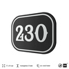 Номерок на дверь квартиры 230, для кабинета, офиса, шильдик 9 х 7 см, черный, Айдентика Технолоджи