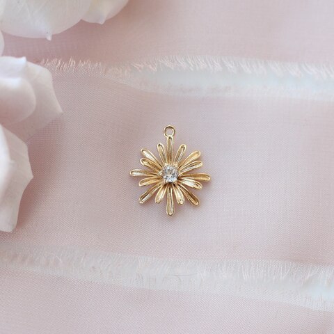 Подвеска Цветок с фианитом 17*15 мм, позолота, П279