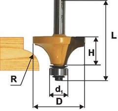 Фреза кромочная калевочная, 17х8 мм; R 2,4 хвостовик 8 мм по дереву Энкор 9259