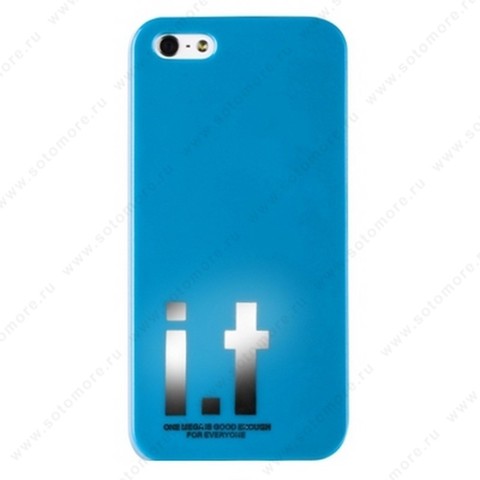 Накладка i.t с водонепроницаемым мешком для iPhone SE/ 5s/ 5C/ 5 с большими буквами голубая