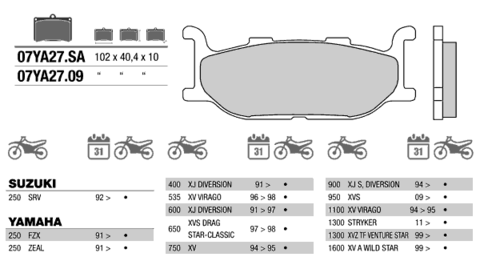 07YA2709 колодки тормозные МОТО(FDB781)