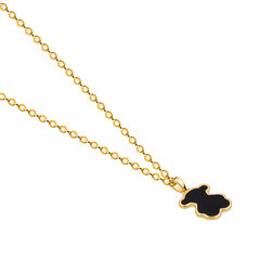 Латунная цепочка с Подвеской "Мишка с чёрной эмалью", gold