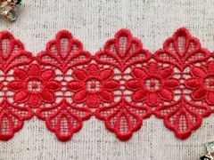 Кружево плетеное, ш. 10 см, красный