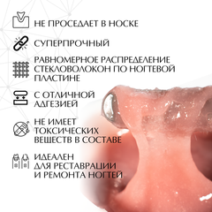 Гель файбер со стекловолокном 4 в 1 Fiber Glass gel Clear Pink PNB, 15 мл
