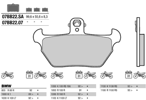 07BB2207 колодки тормозные МОТО