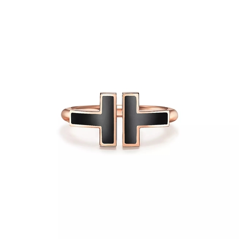 Кольцо из розового золота с чёрным ониксом, Tiffany💠 Exlusive, В наличии