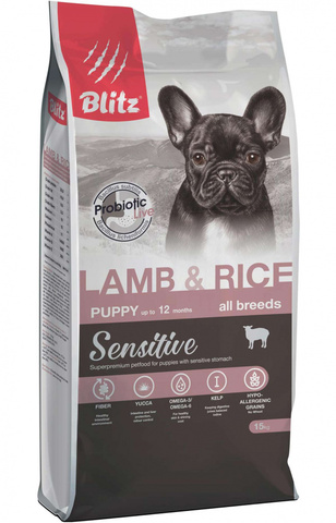 BLitz Sensitive Lamb & Rice Puppy, щенки всех пород, сухой, ягненок рис (12 кг)