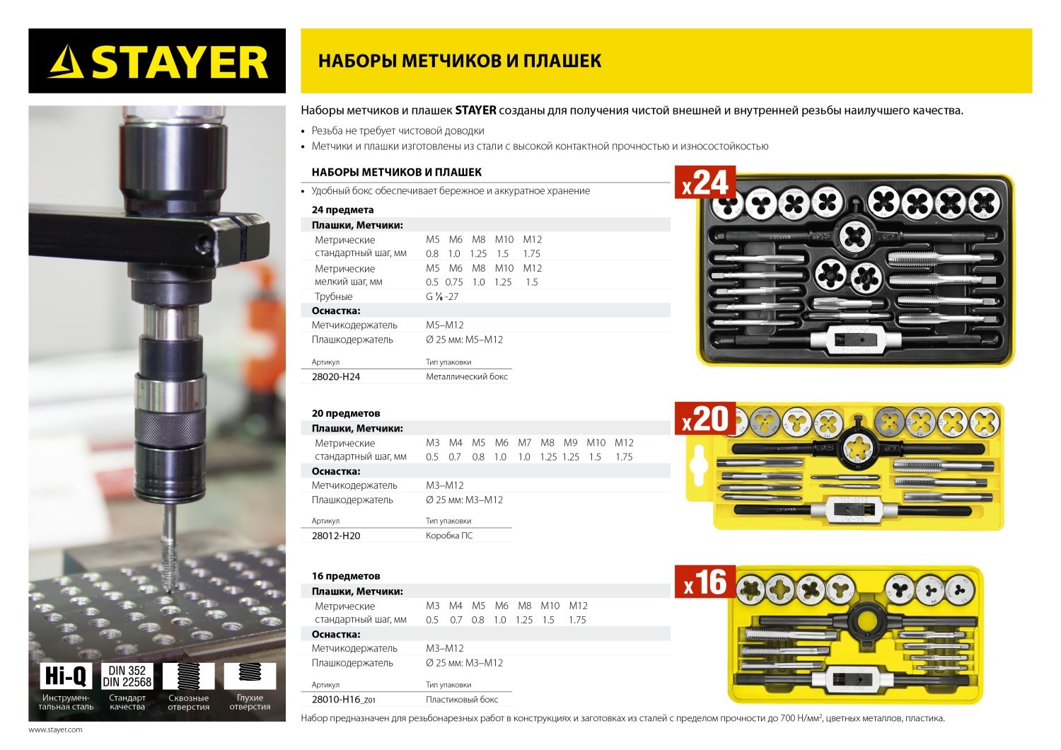 STAYER MaxCut 20 предмета, легированная сталь, Набор метчиков и плашек  (28012-H20) (Артикул: 28012-H20) – 2 590 руб. | Купить в СПб, низкая цена,  доставка по России