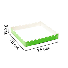 Коробочка для печенья 15х15х3 см зеленая