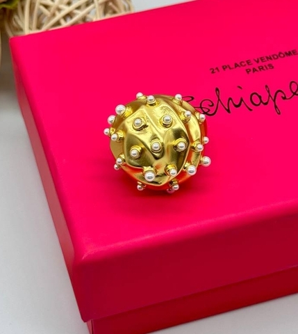 65261- Кольцо сфера в стиле Schiaparelli с микрожемчугом