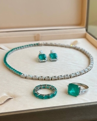 31945- Кольцо-дорожка из серебра с багетными цирконами цвет параиба