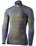 Премиальная Терморубашка Mico Extra Dry Skintech Grey-Yellow с воротом мужская