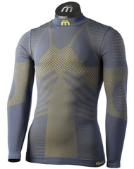 Премиальная Терморубашка Mico Extra Dry Skintech Grey-Yellow с воротом мужская