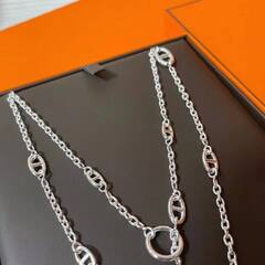 Колье сотуар длинное из неродированного серебра 925 пробы FARANDOL