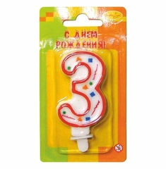 Свеча-цифра Красное Конфетти 