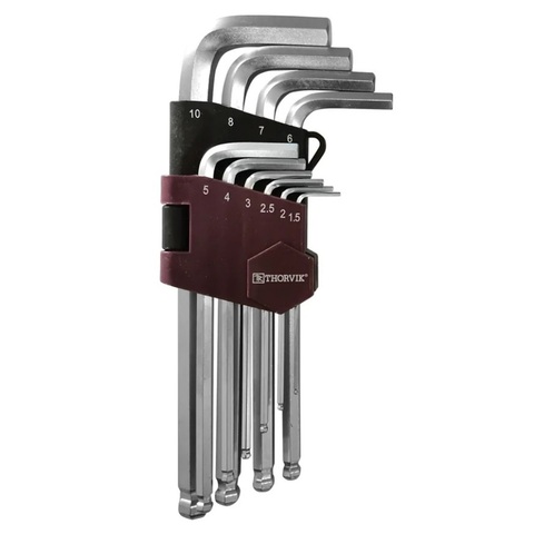 Thorvik HKB10S Набор ключей торцевых шестигранных с шаром, H1.5-H10, 10 предметов