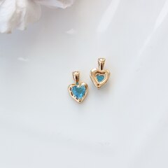Подвеска Сердце с голубым фианитом, 12*8 мм, позолота, П295