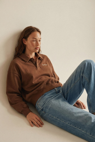 Свитшот поло, коричневый