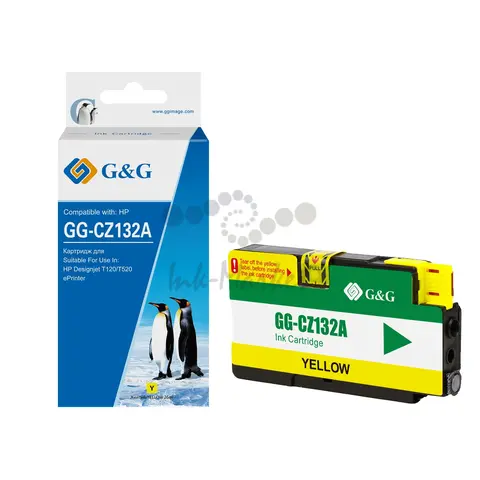 Картридж струйный G&G GG-CZ132A желтый (26мл) для HP DJ T120/T520