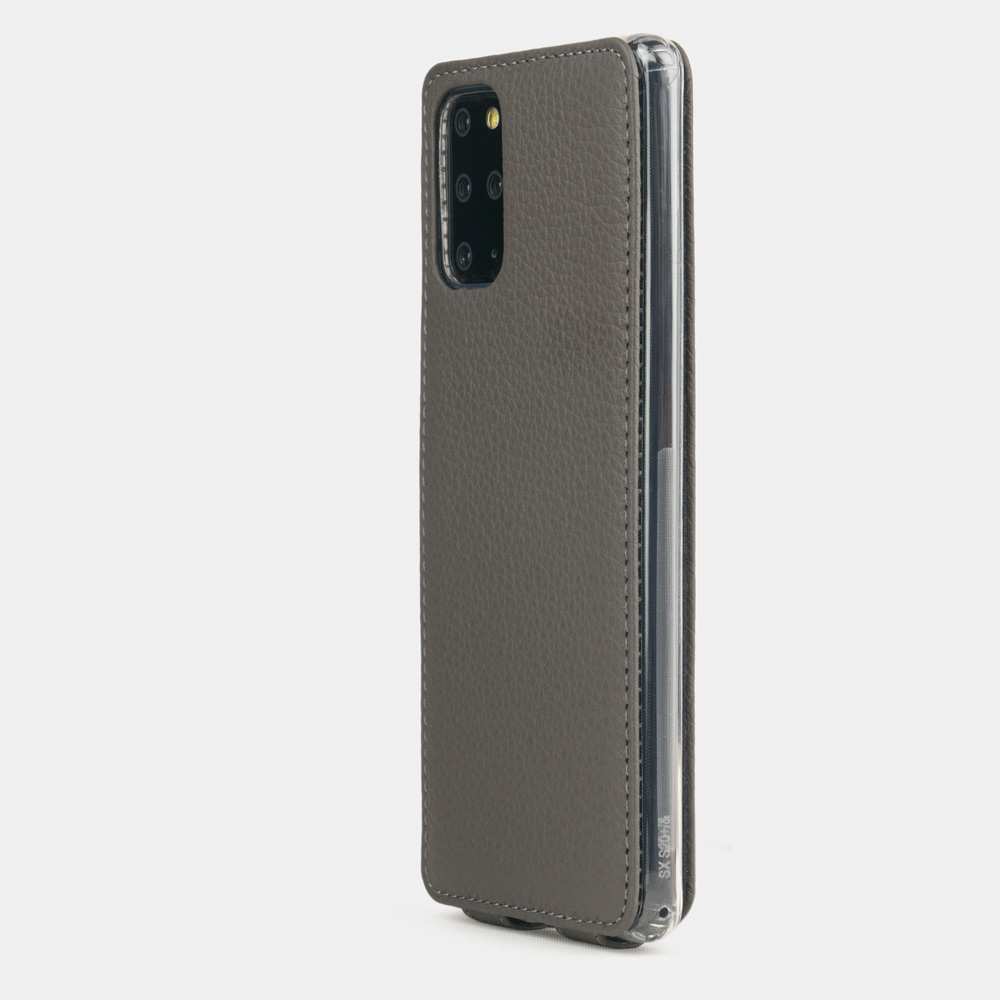 Чехол для Samsung Galaxy S20+ из натуральной кожи теленка, серого цвета