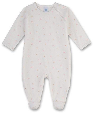 Велюровый молочный комбинезон с коронами Sanetta