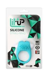 Голубое эрекционное кольцо с щеточкой LIT-UP SILICONE STIMU RING 5 - 