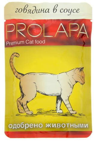 Prolapa Premium Cat Консервы для кошек, говядина в соусе (пауч)
