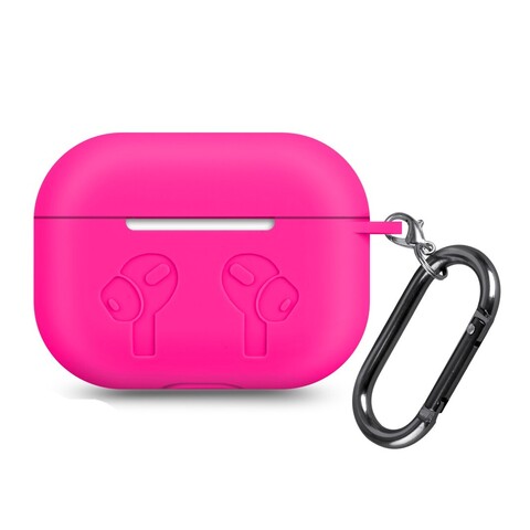 Силиконовый чехол SC с рисунком и карабином для AirPods Pro (Розовый)