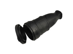 89-0-051 Розетка штепсельная  каучук, с заглушкой, однофазная,16А,IP44, с/з, черная, 602228 (Universal)