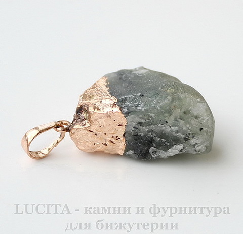 Подвеска Пренит с покрытием фольги (цвет - розовое золото) 29,8х20,3х15,8 мм №13