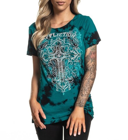 Affliction | Футболка женская SAINT GERMAIN AW21792 перед на модели