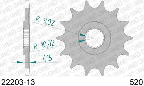 22203-13 звезда передняя (ведущая) стальная , 520, AFAM