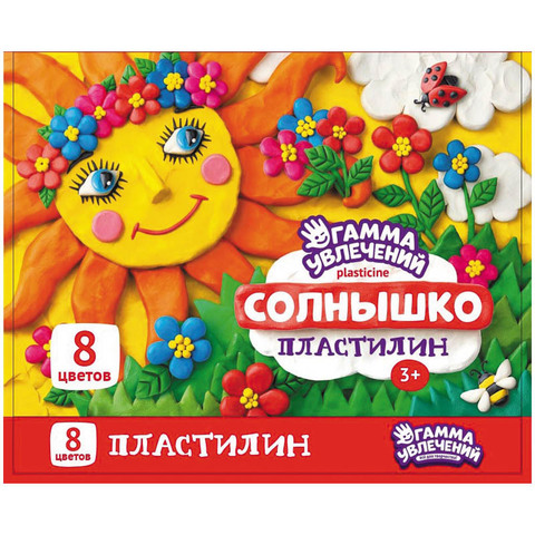 Plastlin / Plastlin / Пластилин детский «Солнышко» 8 цветов  в картонной коробке