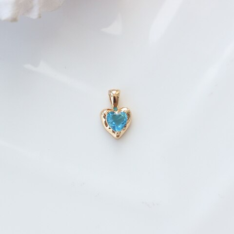 Подвеска Сердце с голубым фианитом, 12*8 мм, позолота, П295