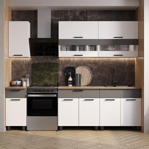 кухонный гарнитур МОНТАНА 2,0 м (белый/графит)