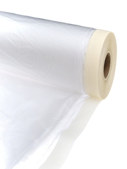 Плёнка защитная с клейкой малярной лентой, прозрачная, HDPE, рулон 1,8х25м, толщина 8мкм (РемоКолор) 09-0-018