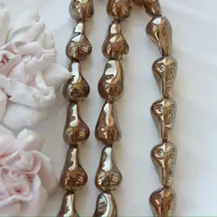 Бусины стеклянные, коричневый с зеркальным покрытием, фриформ 22*13 мм, 1 бусина, МК048