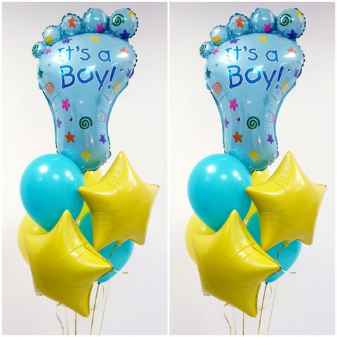 Фонтан шаров на выписку с пяточкой, яркий