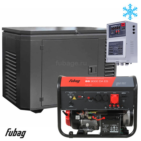 Бензиновый генератор в зимнем кожухе с блоком АВР Fubag BS 9000 DA ES/1200SCW RAL 7024