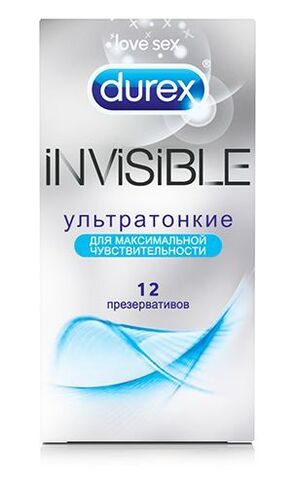 Ультратонкие презервативы Durex Invisible - 12 шт. - Durex Durex Invisible №12