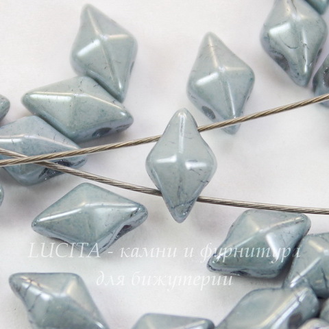 Бусина DiamonDuo Ромб с 2 отверстиями, 8х5 мм, серая