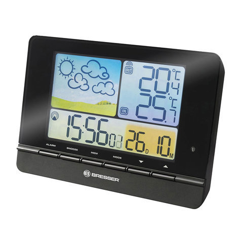 Метеостанция BRESSER MeteoTrend Colour, термодатчик, гигрометр, часы, будильник, черный, 71135