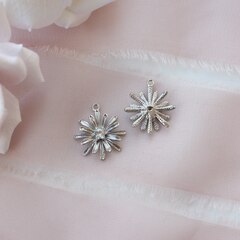 Подвеска Цветок с фианитом 17*15 мм, родий, П284